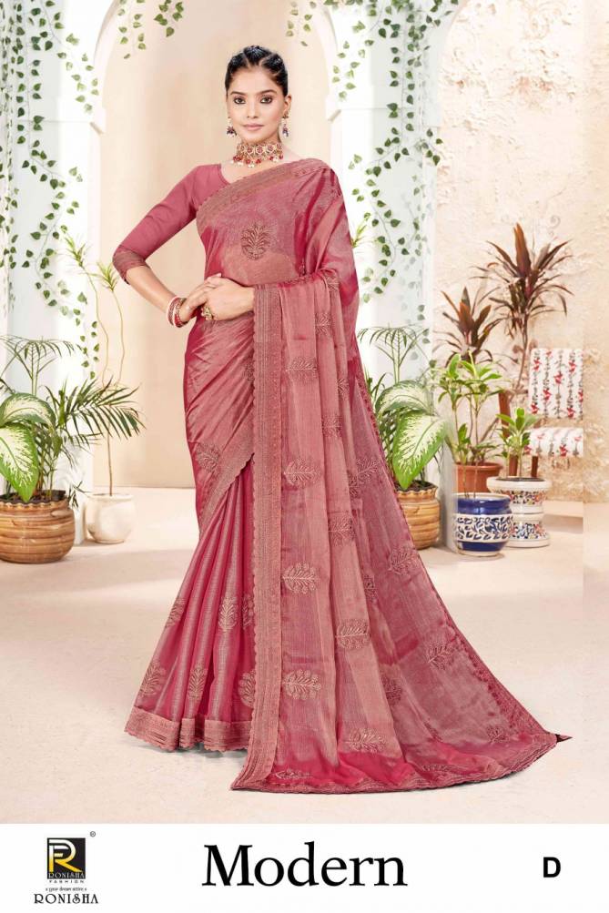 Modern By Ronisha Embroidery Diamond Work Wedding Sarees Wholesale Shop In Surat
